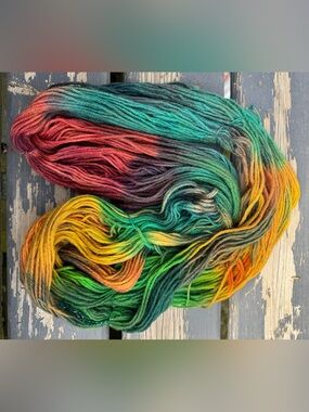 Hand-Dyed Multicolor Yarn - Red, Green, Yellow, Orange Blend